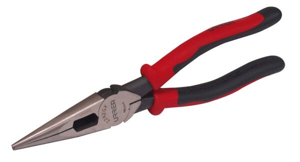 Pinza para electricista con mango bimaterial de 8-7/16" punta larga corte lateral sin reso Urrea