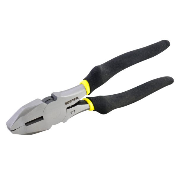 Pinza para electricista con mango rubber grip de 8", corte lateral nariz cuadrada Surtek