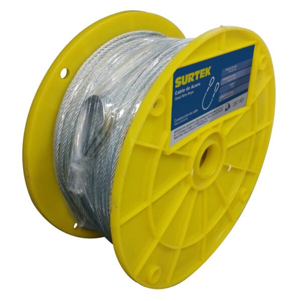 Cable de acero con guardacabo 1/4" x 76 m construcción de 7 x 19 Surtek