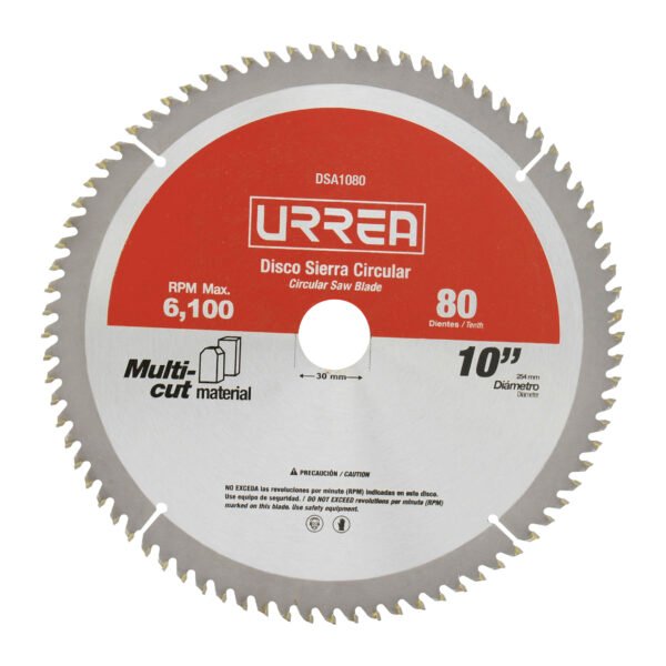 Disco para sierra circular para corte multi-material 80 dientes, 10" Urrea