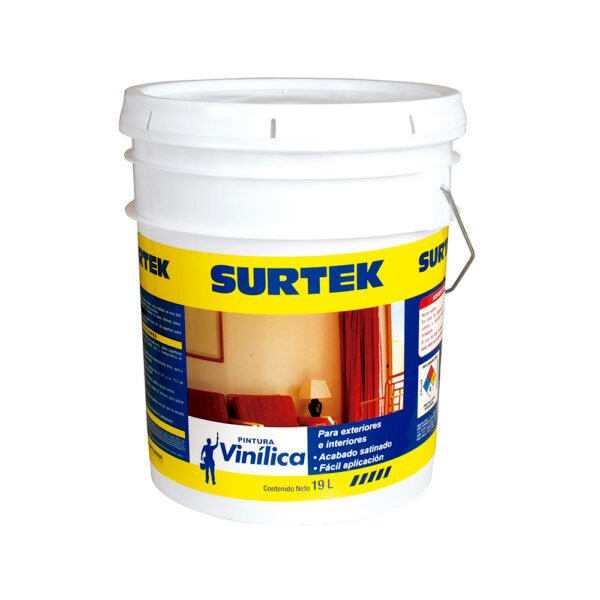 Cubeta de pintura vinílica 19 Lt color marfil Surtek