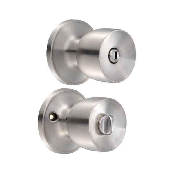 Pomo tubular copa recta función baño, latón antiguo, llave estándar, blíster Lock